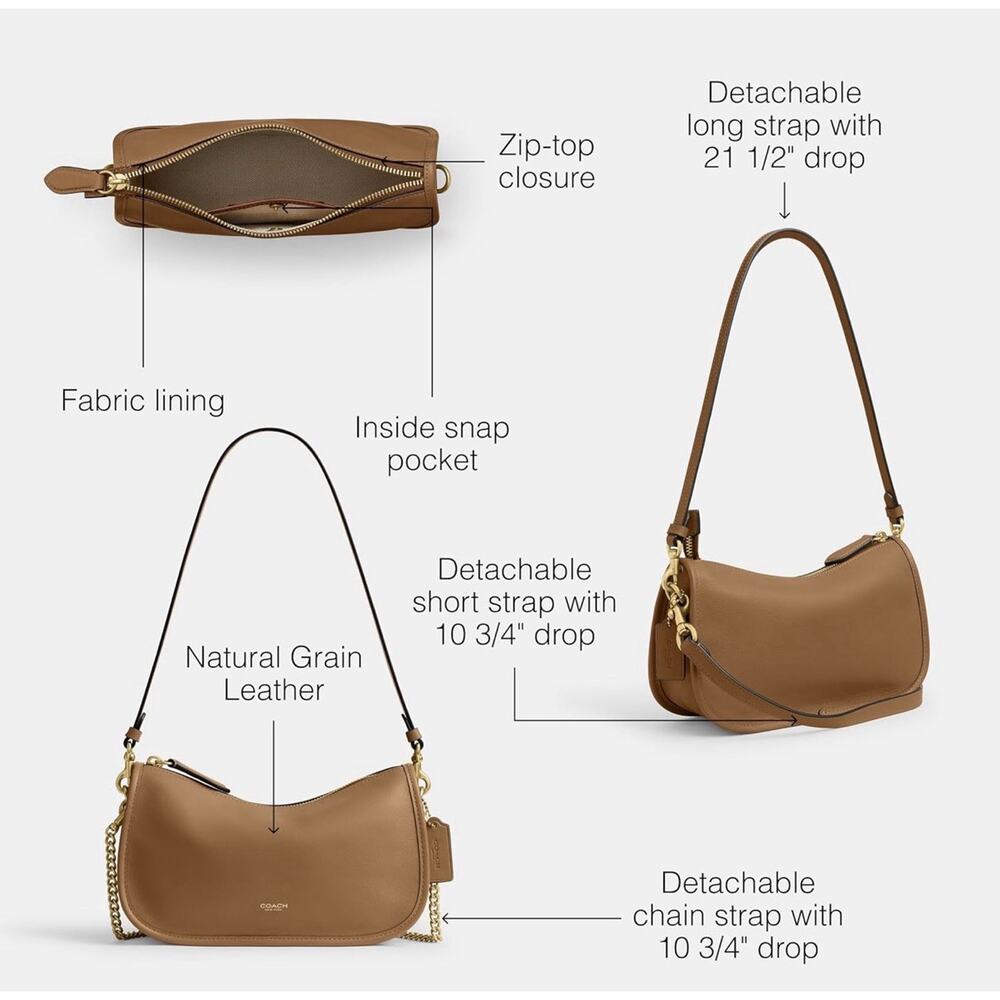 Coach Women's Waverly Bag CCC36 Honey Brown Leather Purse - Picture 3 of 9
